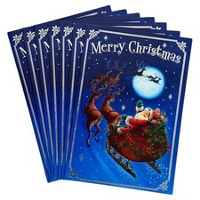 LOT OF 7 HALLMARK HEARTLINE CHRISTMAS Cards + Envelopes, Santa Sleigh Moon Magic picture