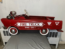 Vintage 1960s Murray Fire Truck Pedal Car Flat Face Steel Original - Upstate NY picture