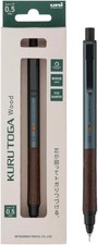 Mitsubishi Uni Kuru Toga Wood Premium Mechanical Pencil Steel Gray 0.5mm Japan picture
