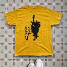 Cocteau Twins Black Cat Graphic T-Shirt Yellow Short Sleeve Band Tee Dream Pop picture