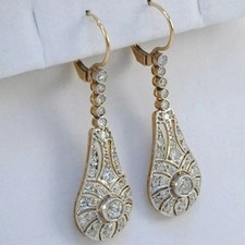 2.95Ct Art Deco Style Lab Created Diamond Anniversary 14K White Gold FN Earrings picture
