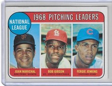 1969 Topps '68 N. L. Pitching Leaders Marichal, Gibson, Jenkins - #10 (EX) picture