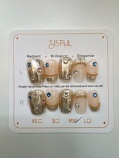 Sisful Sandy Serenity Luxury Handmade Bejeweled Press-On Nails picture