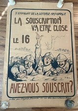 1919 Original French WWI War Poster French Propaganda Defense Loan picture