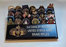 9x13 US Army 3rd Cavalry Regiment desktop challenge coin display appx 30 coins picture