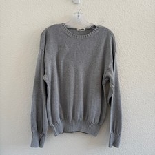 Djerf Avenue Grey 100% Cotton Crewneck Sweater Made in Italy Size M picture