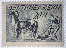 Travelstamps: 1921 Germany Stamps Mi 196/ Sc#155, 20 M, Horse & Plow Mint MOGH picture