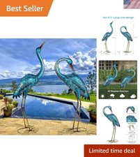 Exquisite Blue Heron Yard Sculptures - Stunning Garden Decor Set of 2 picture