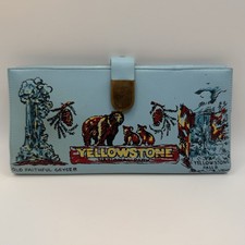 VTG Yellowstone National Park Wallet Coin Purse RARE Old Faithful Falls Bears picture