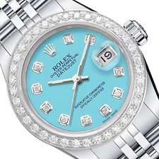 26mm Rolex Datejust 6917 Turquoise Diamond Dial Steel Gold Women's Watch picture