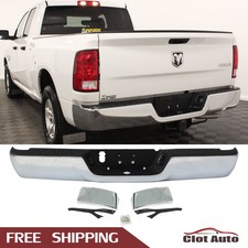 For 2009-18 Dodge Ram 1500 Rear Bumper w/o Dual Exhaust w/o Sensor Holes Chrome picture