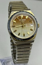 Vintage Longreen Electra 21 Mechanical Mens Watch Date Two Tone Brown Dial 35mm picture