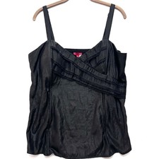 Libian 1X Boned Corset Ruffle Lace Camisole Top Smocked Sheen Witchy Goth Vamp picture
