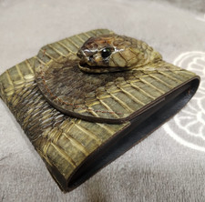 Real Cobra Head Genuine Exotic Snake Skin Leather Wallet Handcrafted Mens Bifold picture