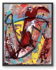 Finelli Original Abstract Painting High Art Modern Canvas Red Signed COA G25N picture