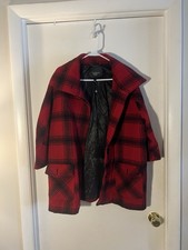 Talbots Petites Women’s Red Black Plaid Wool Collared Button Lined Jacket picture