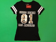 GUESS Los Angeles Gamma Football Women’s Short Sleeve T-Shirt MEDIUM Black NEW picture
