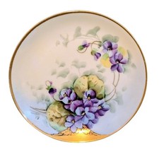 Vintage Uno Favorite Bavarian Hand-Painted Purple Violets Gilt Edge 6