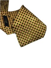 BRIONI Yellow & Black Geometric Tie 100% Silk Made In Italy 60” X 4” picture