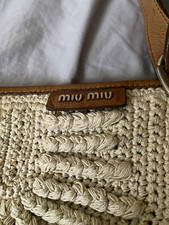 Miu Miu Beige/Brown Braided Shoulder Bag With Zipper & Silver Hardware picture