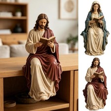 1x Jesus/Virgin Mary Reading Book Resin Statue Shelf Sitter Figurine Home Decor picture