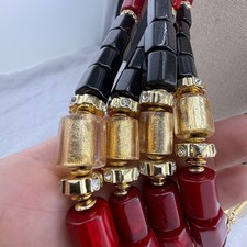 Chico's Multi Strand Necklace Red Black Gold Tone Resin Rhinestone Statement 24