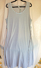 Chicos Striped Dress NWT Size 3 US 16 XL Knit Sleeveless Lace Up Neutral Midi picture
