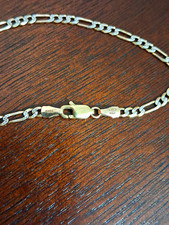10k Yellow Gold Figaro Chain Bracelet/anklet with Lobster Clasp, Italy picture