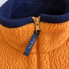 Vintage 90s LL Bean USA Made Fleece Jacket Men's XL Orange Sherpa Full Zip picture