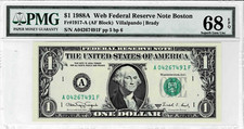 1988A $1 Federal Reserve 'WEB' Note-fr.1917-A (AF 5/6) -PMG  68 EPQ- TOP POP  picture