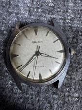 Vintage Gruen Precision Watch Mens 510 RSS Dial Stainless Parts Repair Head Bond picture