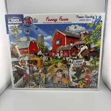 White Mountain 1000 Piece Seek & Find Puzzle - Funny Farm (Larger Pieces) SEALED picture