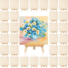 36 Pcs Mini Wood Panels with Easel Set 4 X 4 Inch Unfinished Craft picture