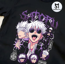 Jujutsu Kaisen T-shirt Satoru Gojo Unisex Adult 100% Cotton Black Graphic Shirt picture