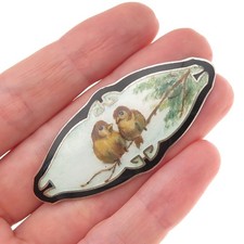 Thorvald Jorgensen 925S Sterling Silver Antique Denmark Enamel Birds Pin Brooch picture