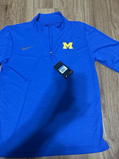 Nike Dri-FIT Michigan Wolverines Blue/Yellow 1/4 Zip Pullover Men's M picture