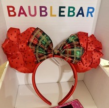 2025 Baublebar Disney Gift Bow Minnie Ears Headband Christmas Holiday NWT  picture