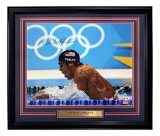 Michael Phelps Signed In Black Framed 16x20 USA Gold Medal Swimming Photo BAS picture