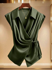 Satin Wrap Blouse 2X Deep Green ~ NEW picture