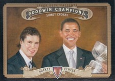 SIDNEY CROSBY BARACK OBAMA UD GOODWIN CHAMPIONS HORIZONTAL SP PENGUINS #49 2012 picture