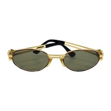 Versace Vintage Retro Sunglasses Medusa Gold Frame Oval Brown W Dark Lens 50mm picture