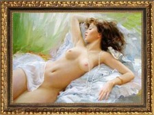 Handmade Old Master-Art Antique Oil Painting Women girl on canvas 24