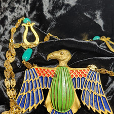  Vintage Signed Kramer Enamel Inlays Statement Necklace  picture