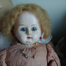 Fabulous Antique 19” All Orig Glasseyed Wax Over Lady Doll With Gorgeous Outfit picture