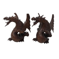Lot of 2 Hand Carved Suar Wood Sculpture by KT Taram 6