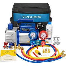 4.5 CFM AC Vacuum Pump and Manifold Gauge Set Kit 1/3 HP HVAC for R134a R1234yf picture