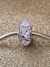 Authentic Pandora Silver Purple Field Of Flowers Murano Charm picture