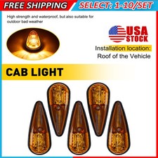 5-50 Amber Lens Amber Light Cab Marker Top Roof Running Light Kit Teardrop Truck picture