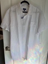 George brand men's plus size 3x white textured button up shirt  picture