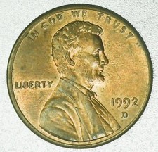 US 1992 D Lincoln Memorial Cent Copper Penny Ungraded Circulated Denver Mint picture